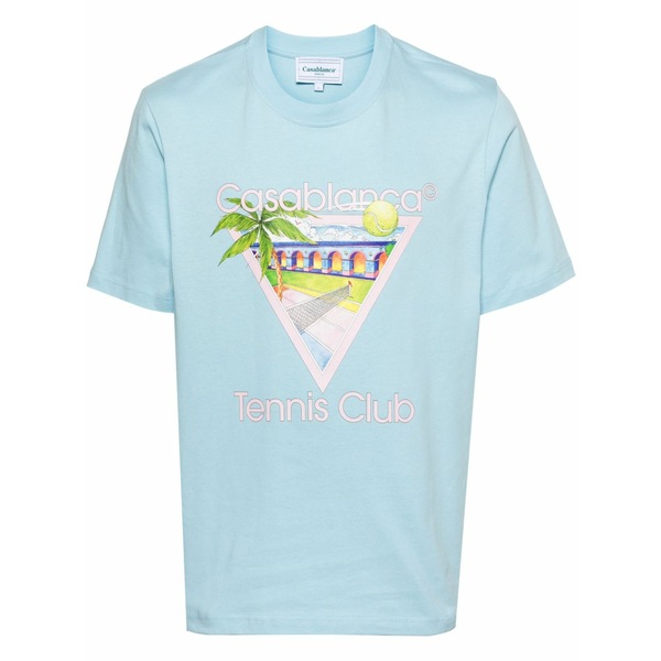 カサブランカ メンズ ティーシャツ トップス Logo-print organic cotton t-shirt  Blue