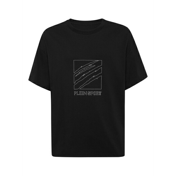 飾り気の無い運動競技 メンズ ティーシャツ トップス Outline-logo t-shirt Black