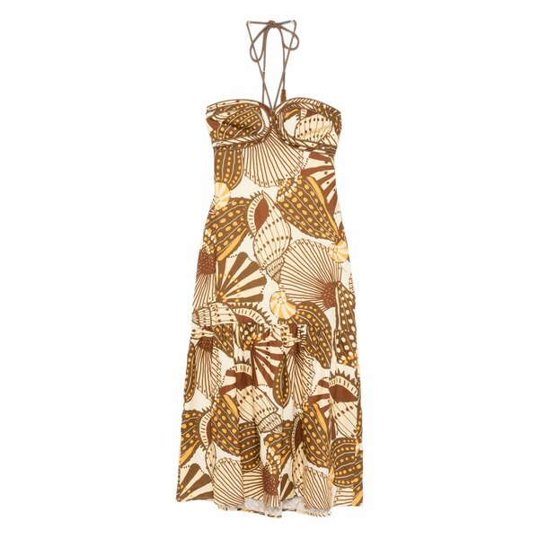 耕園 リオ レディース 衣裳 トップス Shell mix MIDI dress  Brown