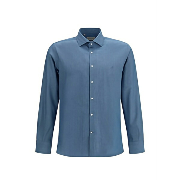 ブルックス活動の領域 メンズ プルオーバー トップス Slim-fit embroidered shirt Blue
