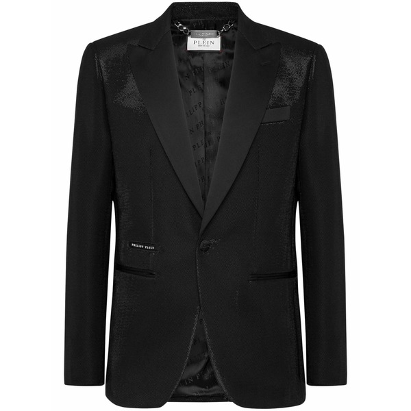 フィリップ飾り気の無い メンズ 上衣＆上衣 アウター Single-breasted lurex blazer Black
