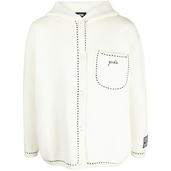 ジーシーディーエス メンズ 上衣＆上衣 アウター Logo-embroidered hooded jacket White