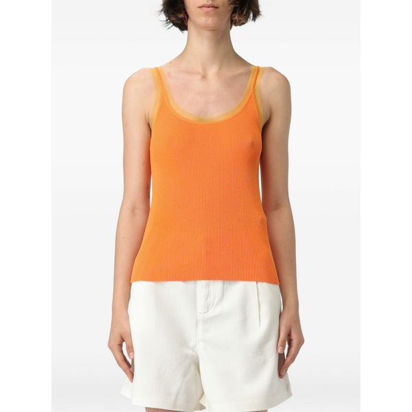 リュージョー レディース カットソー トップス Ribbed tank top Orange