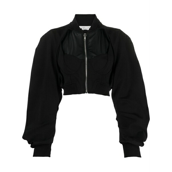 アレッサンドロ ヴィジランテ レディース 上衣＆上衣 アウター Cut-out cropped bomber jacket Black