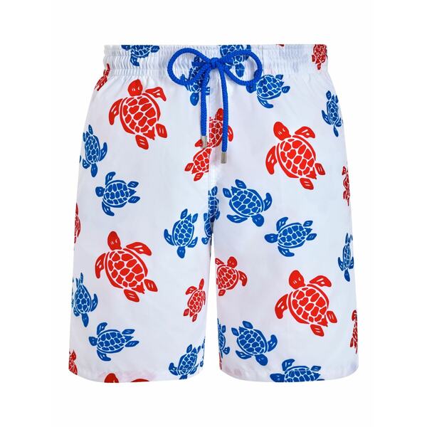 ヴィルブレクイン メンズ 心地好いズボン下 ボトムス Turtle-print elastic-waist swim shorts White