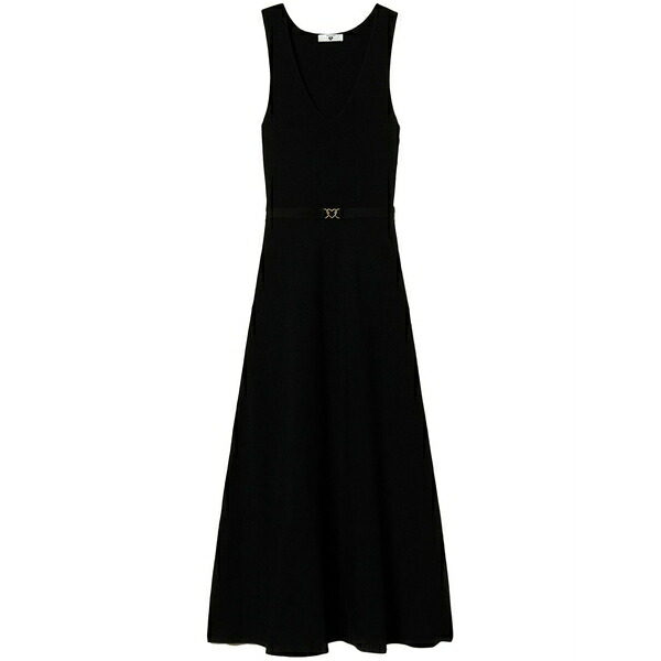 ツイン書き割り レディース 衣裳 トップス Belted maxi dress  Black