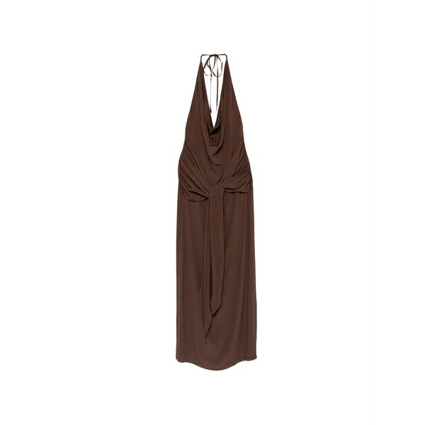 フェデリカ・トシ レディース 衣装 トップス Halterneck gathered maxi dress Brown