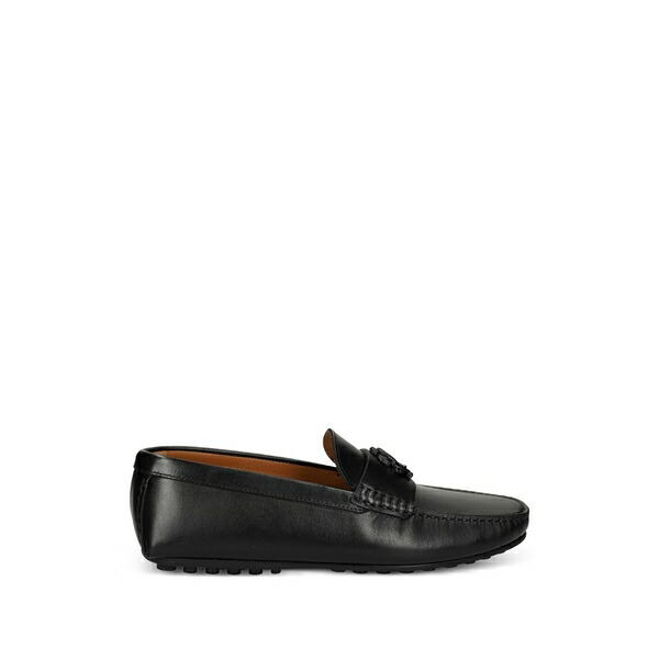 ロベルトカヴァリ メンズ スリッポン・ローファー シューズ Logo-plaque loafers Black