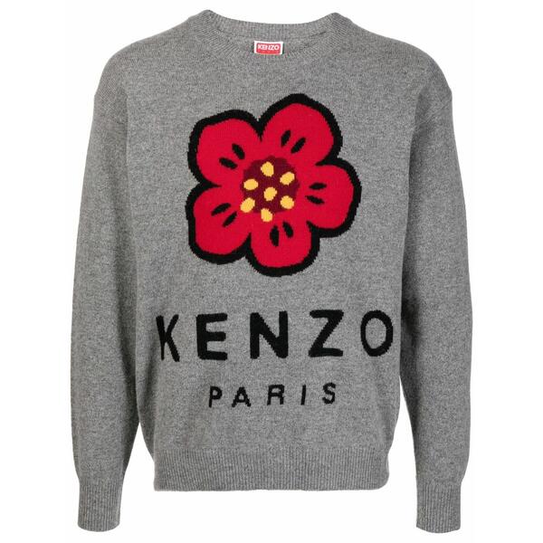 ケンゾー メンズ 編み物\u0026プルオーバー アウター Boke flower crew-neck jumper Grey