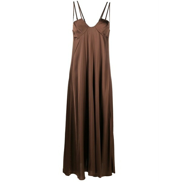 エーロン レディース 衣裳 トップス U-neck satin maxi dress Brown