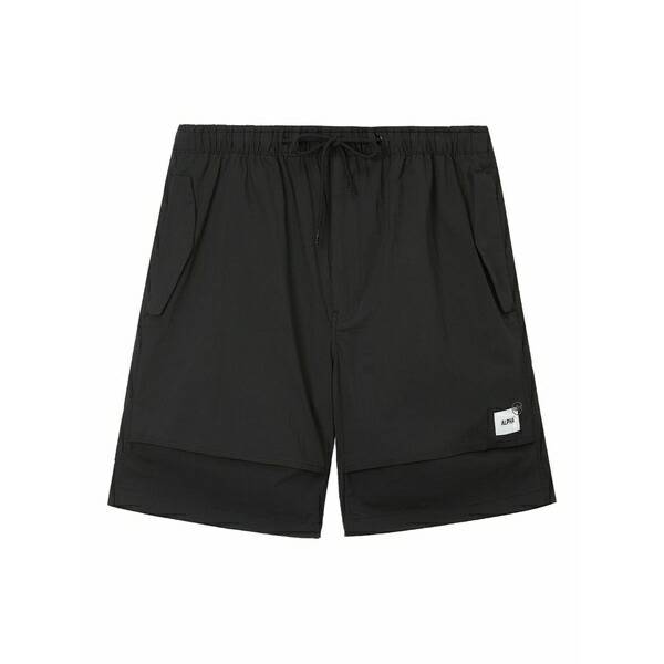アルファインダストリーズ メンズ 心地好いズボン下 ボトムス Layered side-pocket shorts Black