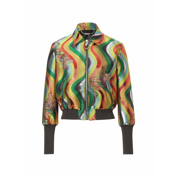 フィリップ飾り気の無い レディース 上衣＆上衣 アウター Dragon-print wavy-stripe jacket Green