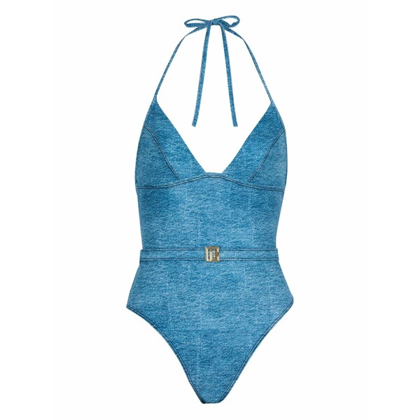 バルマン レディース 衣裳 トップス Logo-plaque swimsuit Blue