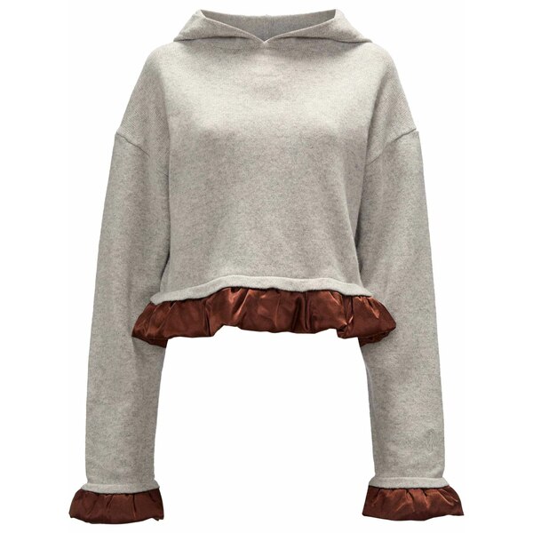 J.W.アンダーソン レディース 編み物\u0026スウェーター アウター Satin-trimmed cropped hoodie Grey
