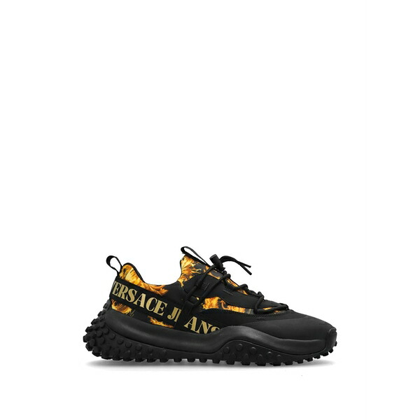 呼びりん探し回る メンズ スニーカー シューズ Pattern lace-up sneakers Black