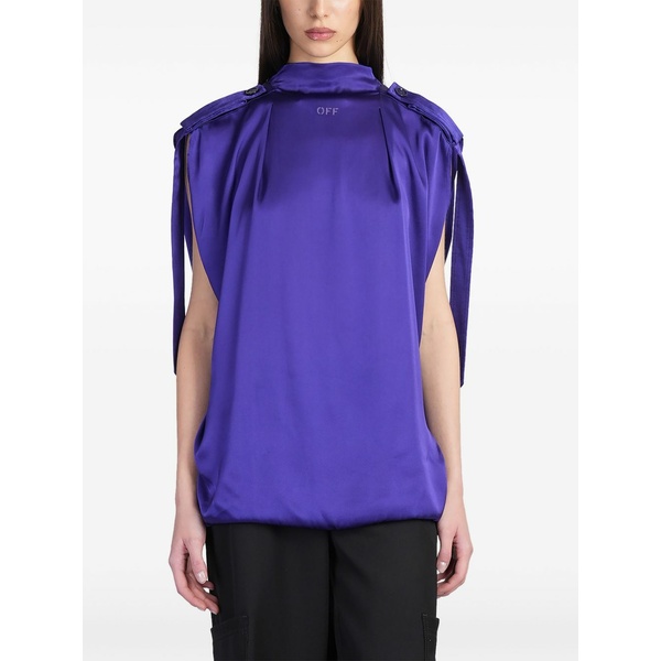 象牙色 レディース プルオーバー トップス Logo-embroidered blouse  Purple