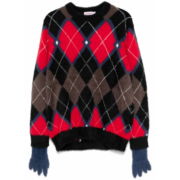 プリンスチャールズ島・ジェフリー メンズ 編み物\u0026プルオーバー アウター Fluffy gloves jumper Black