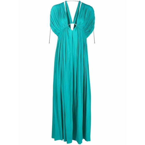 ランバン レディース 衣裳 トップス Gathered-detail v-neck dress Blue