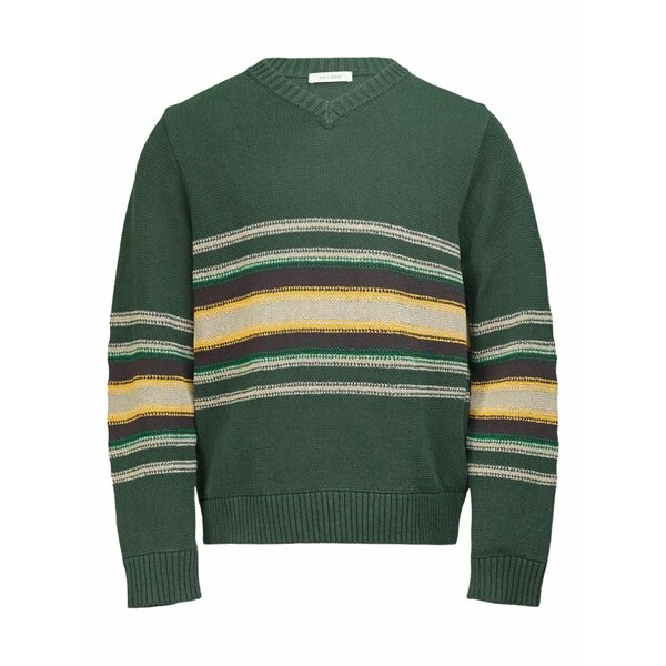 クレイグ緑であること メンズ 編み物\u0026プルオーバー アウター Striped v-neck sweater Green
