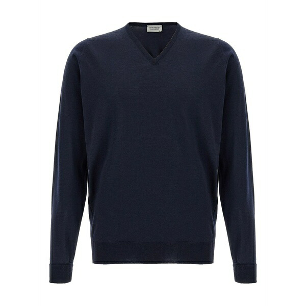 ジョンスメドレー メンズ 編み物\u0026プルオーバー アウター V-neck sweater Blue