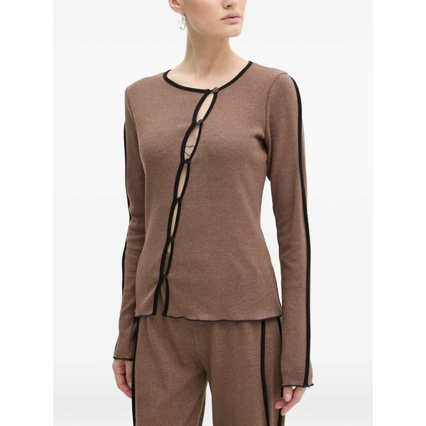 ルサム レディース 編み物\u0026スウェーター アウター Button trim knitwear Brown