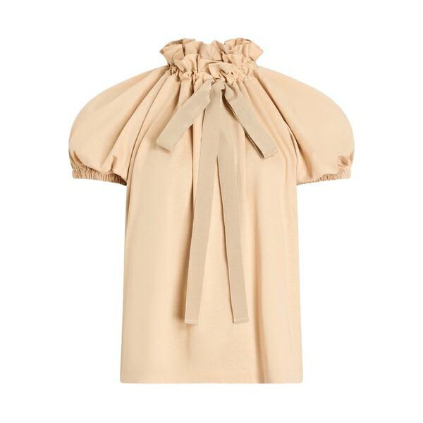 ジャンパトゥ レディース ティーシャツ トップス Ruffled tie-neck top Neutrals