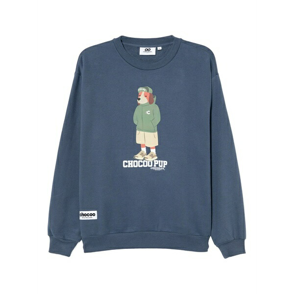 黒茶 メンズ パーカー・スウェットシャツ アウター Graphiced sweatshirt  Blue