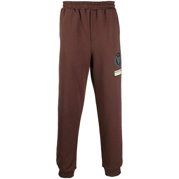 ヘルムート 言葉づかい メンズ 心地よいズボン下 ボトムス Logo-patch tapered joggers Brown
