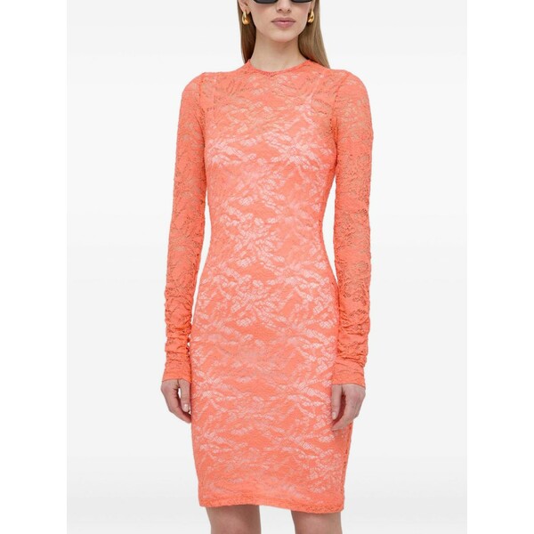 ピンコ レディース 衣裳 トップス Lace long-sleeve mini dress Orange