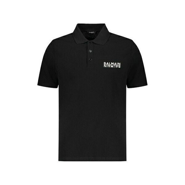 バルマン メンズ ポロシャツ トップス Short-sleeve polo shirt Black|asty