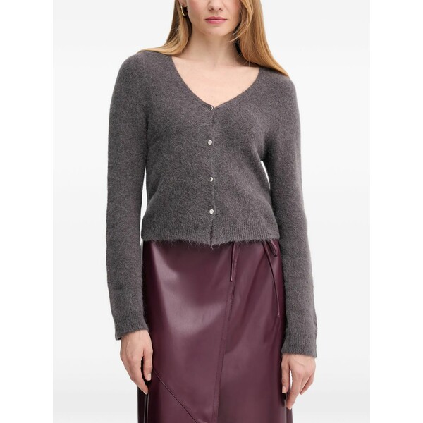ウイ レディース ジレー アウター V-neck button cardigan Grey