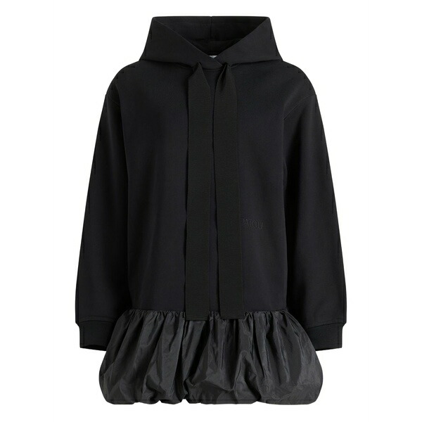 ジャンパトゥ レディース 衣裳 トップス Ruffle-hem hoodie MIDI dress Black