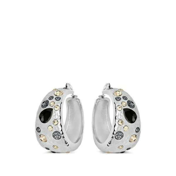 オスカー デ ラ レンタ レディース ピアス＆イヤリング アクセサリー Mixed crystal hoop earrings Silver｜asty