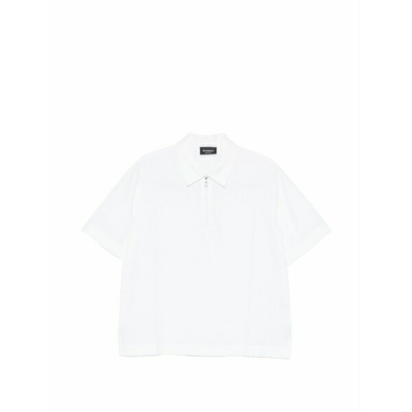 アロヴェッシオ メンズ スポーツシャツ トップス Zip-fastening short-sleeve polo shirt White
