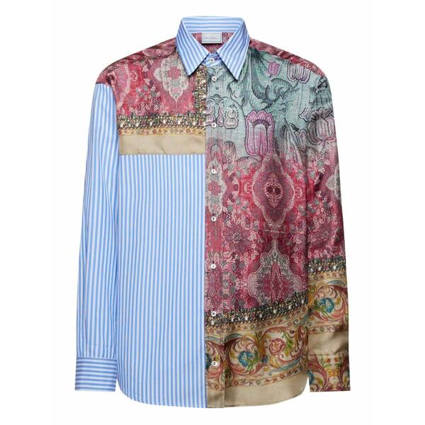 ピエール＝ルイ・マシア メンズ ティーシャツ トップス Patchwork-design shirt Blue