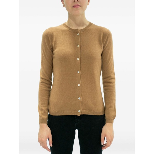 ラ サクラ色 レディース ジレー アウター Button cashmere cardigan Brown