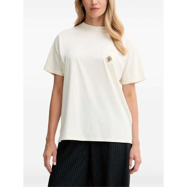 バリー レディース プルオーバー トップス Logo-embroidered t-shirt Neutrals