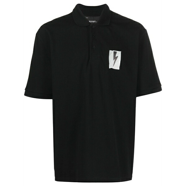 ニールバレット メンズ スポーツシャツ トップス Logo-patch polo shirt Black