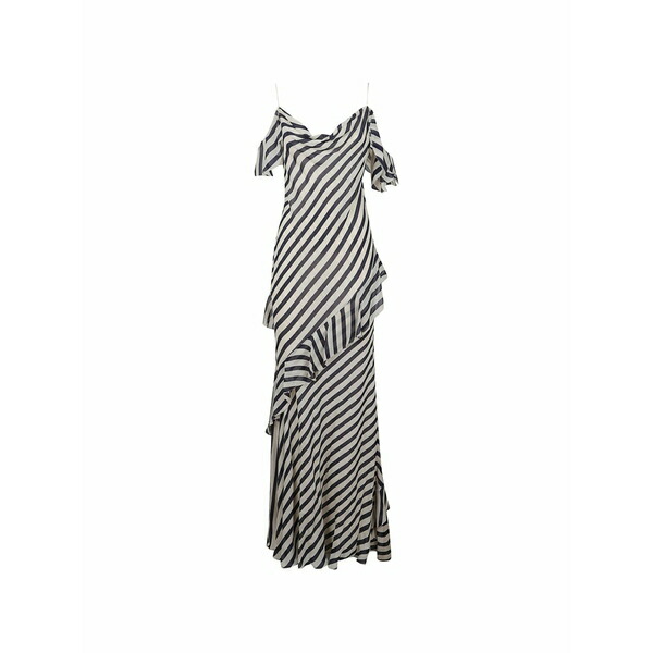 セルフ・ポートレイト レディース 衣裳 トップス Striped ruffled maxi dress White