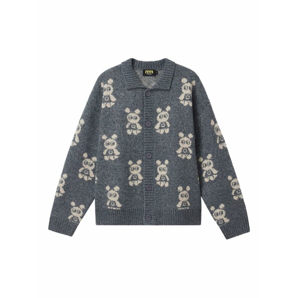 ミニ皮膚軟化剤 レディース ジレー アウター Bear-pattern button-fastening cardigan Grey