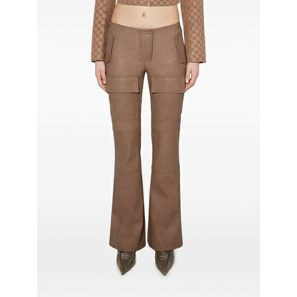 ミスビヘイブ レディース 心地よいズボン下 ボトムス Faux-leather bootcut moto trousers Brown