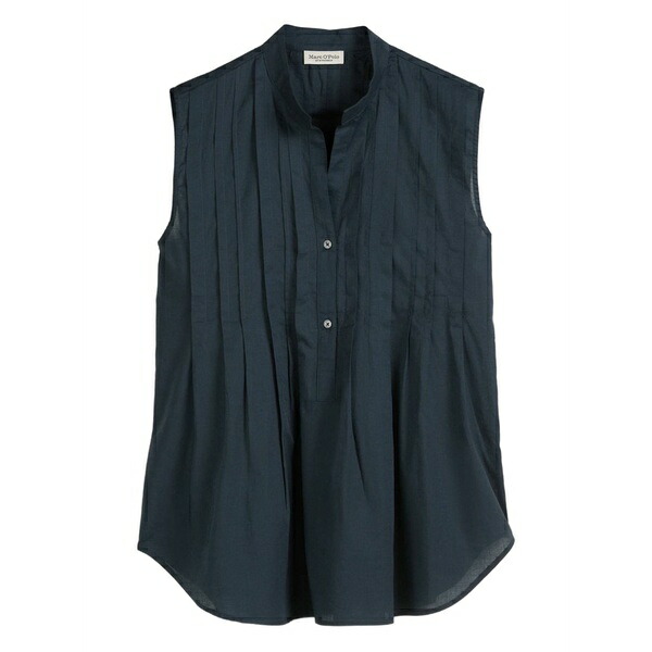 マルコポーロ レディース プルオーバー トップス Pleated sleeveless blouse Blue