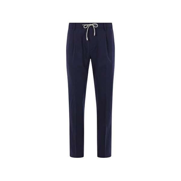 イレブンティ メンズ カジュアルパンツ ボトムス Drawstring-waist pleated trousers Blue｜asty