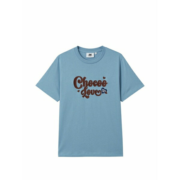 黒茶 レディース プルオーバー トップス Crew-neck logo t-shirt Blue