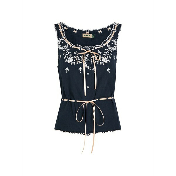 リキソー レディース プルオーバー トップス Cassandra embroidered ribbon-tie blouse Blue