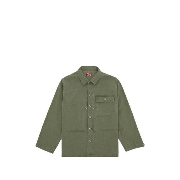 フォルテラ メンズ プルオーバー トップス Patch pocket herringbone shirt Green