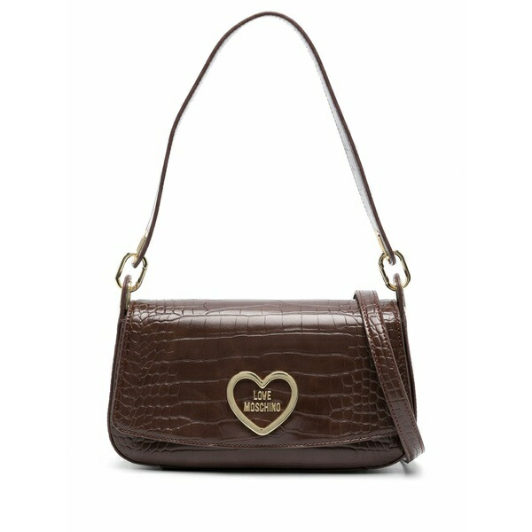 優しいこと モスキーノ レディース ショルダーバッグ 御徒面子 Logo-plaque crocodile-effect bag Brown