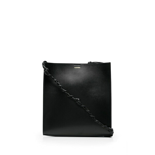 ジル・サンダー レディース ショルダーバッグ 御徒面子 Logo-print leather shoulder bag Black
