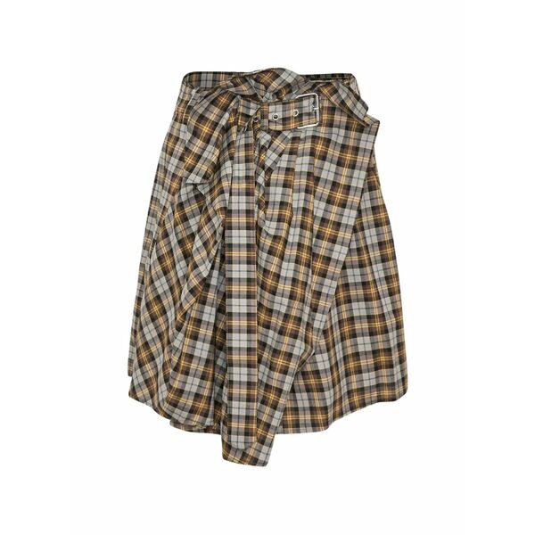 エムエスジイエム レディース スコート ボトムス Plaid belted MIDI skirt Brown