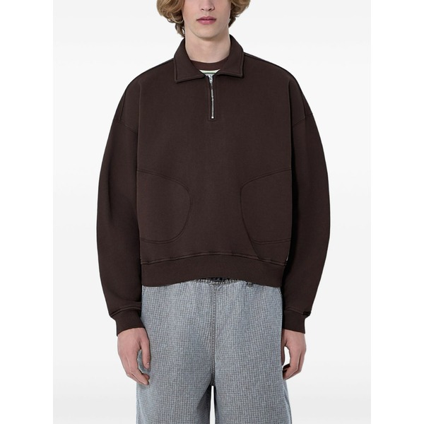 ブレインデッド メンズ パーカー・スウェットシャツ アウター Half-zip collared sweater Brown